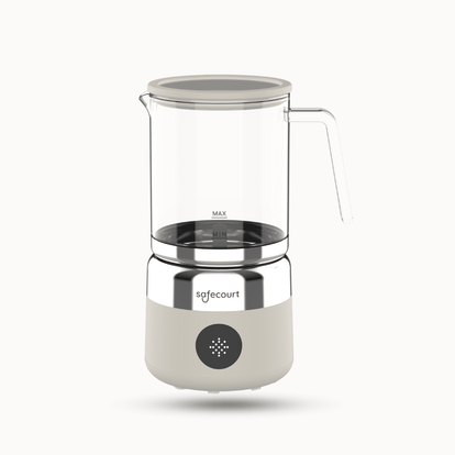Digitale glazen melkopschuimer beige - Safecourt Kitchen