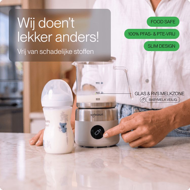 Digitale glazen melkopschuimer beige - Safecourt Kitchen