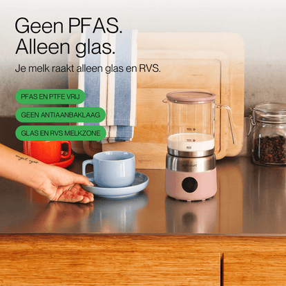 Digitale glazen melkopschuimer roze - Safecourt Kitchen