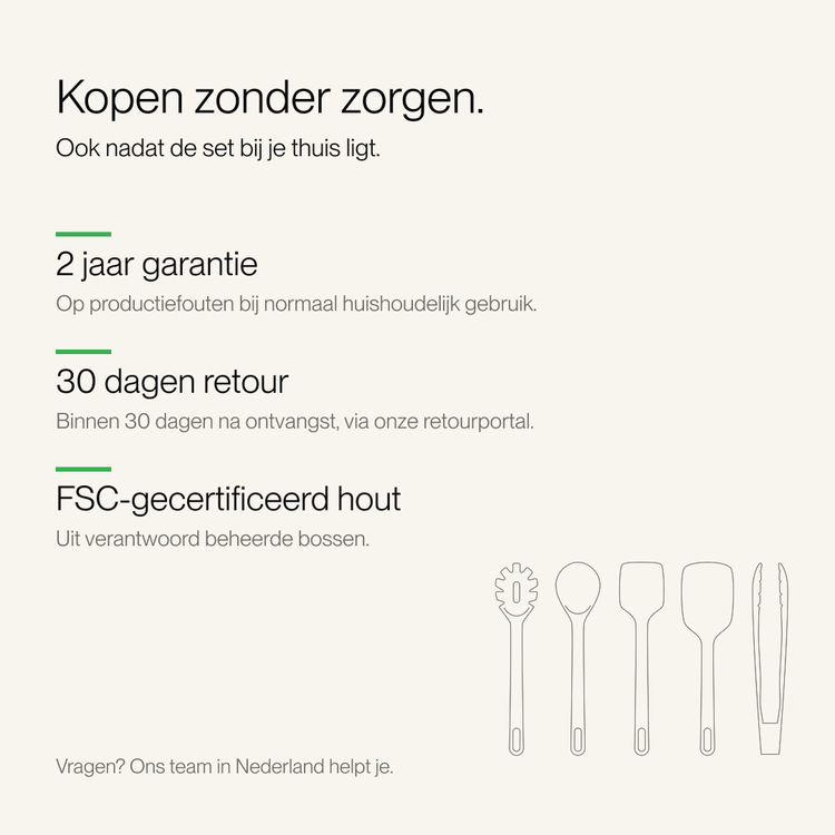 Houten Spatelset 100% FSC Berkenhout | 5 delig - Safecourt Kitchen