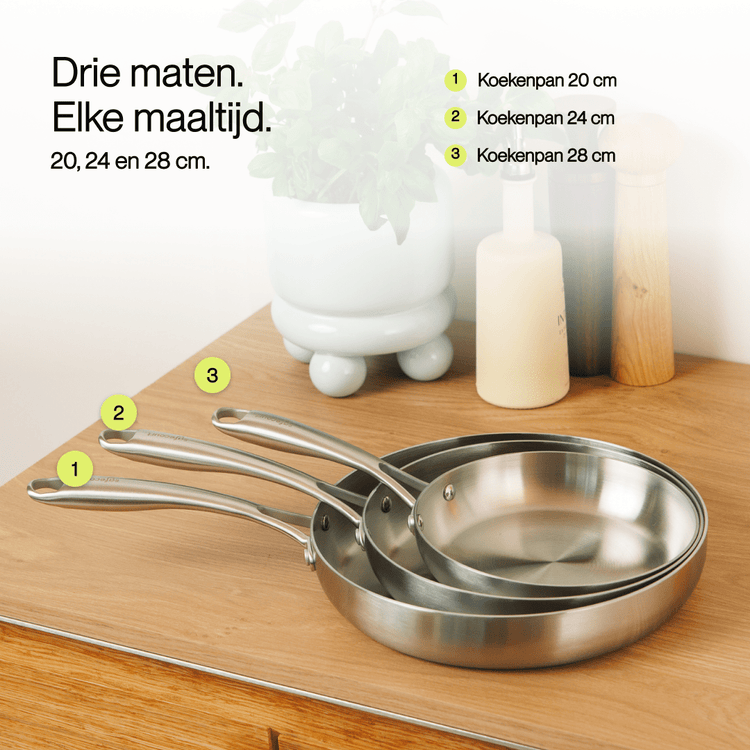 RVS koekenpan 20 | 24 | 28 cm - Safecourt Kitchen
