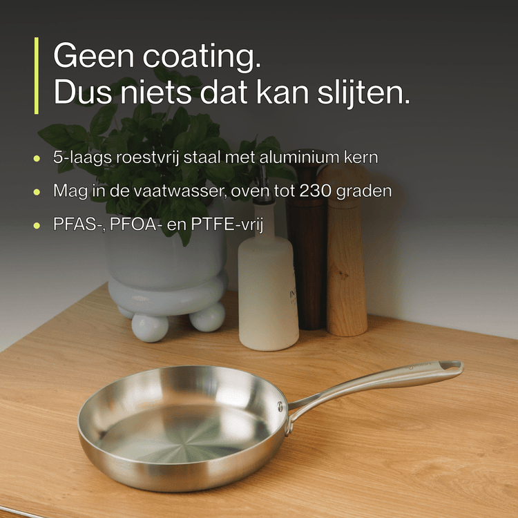RVS koekenpan 20 | 24 | 28 cm - Safecourt Kitchen