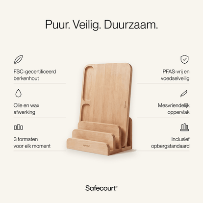 Snijplanken set 100% FSC berkenhout | 3 delig - Safecourt Kitchen